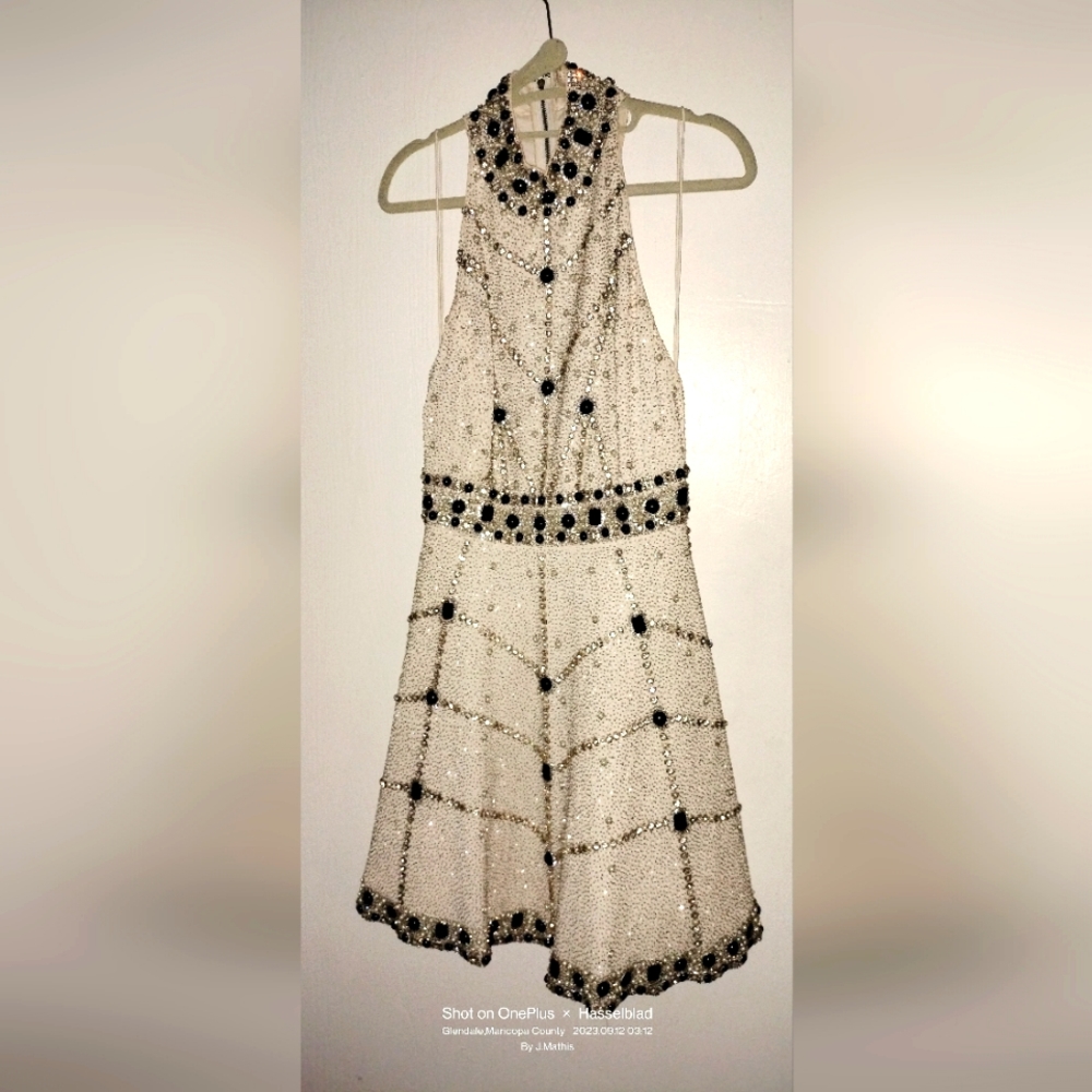 Alice & Olivia pearl bead & crystal embellished dress size 6